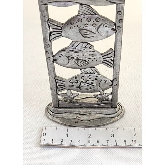 Candle Holder-Pewter-Fish-Taper Candle-7" Tall-One Candle Holder - Picture 9 of 9